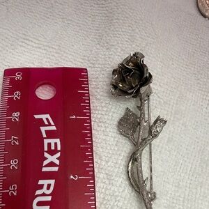 Silver-Tone Rose Brooch Pin - Feminine Floral Accent
